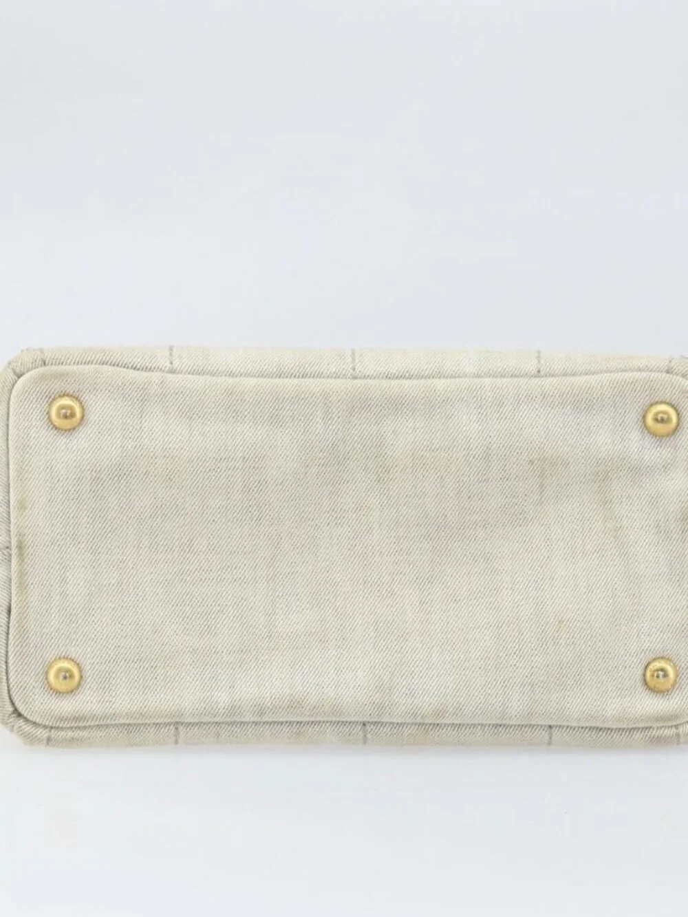 PRADA Canapa PM Hand Bag Canvas 2way Gray Gold Auth ti3731 - Picture 6 of 16